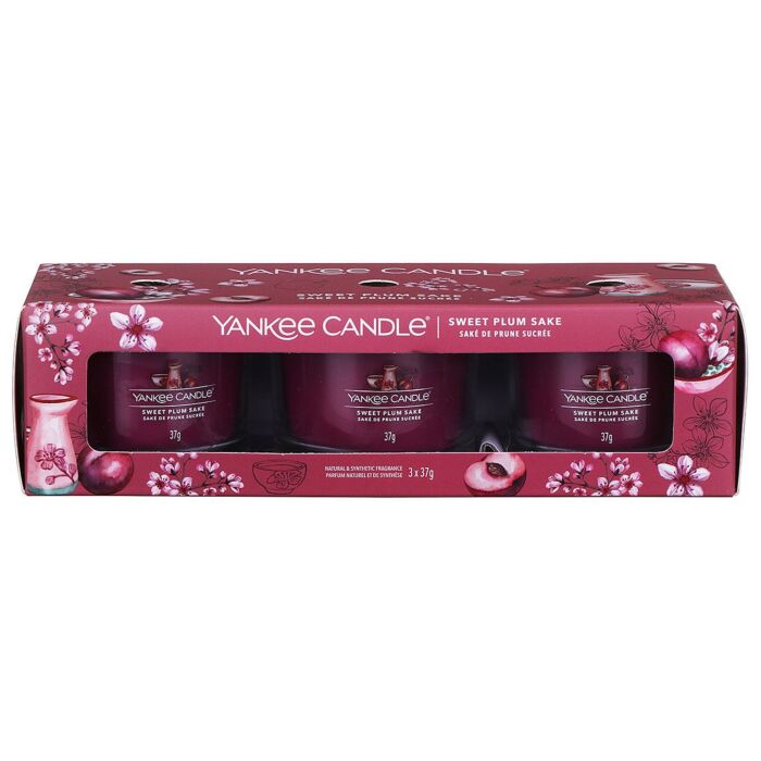 Yankee Candle - 3 Filled Votive Candles - Sweet Plum Sake